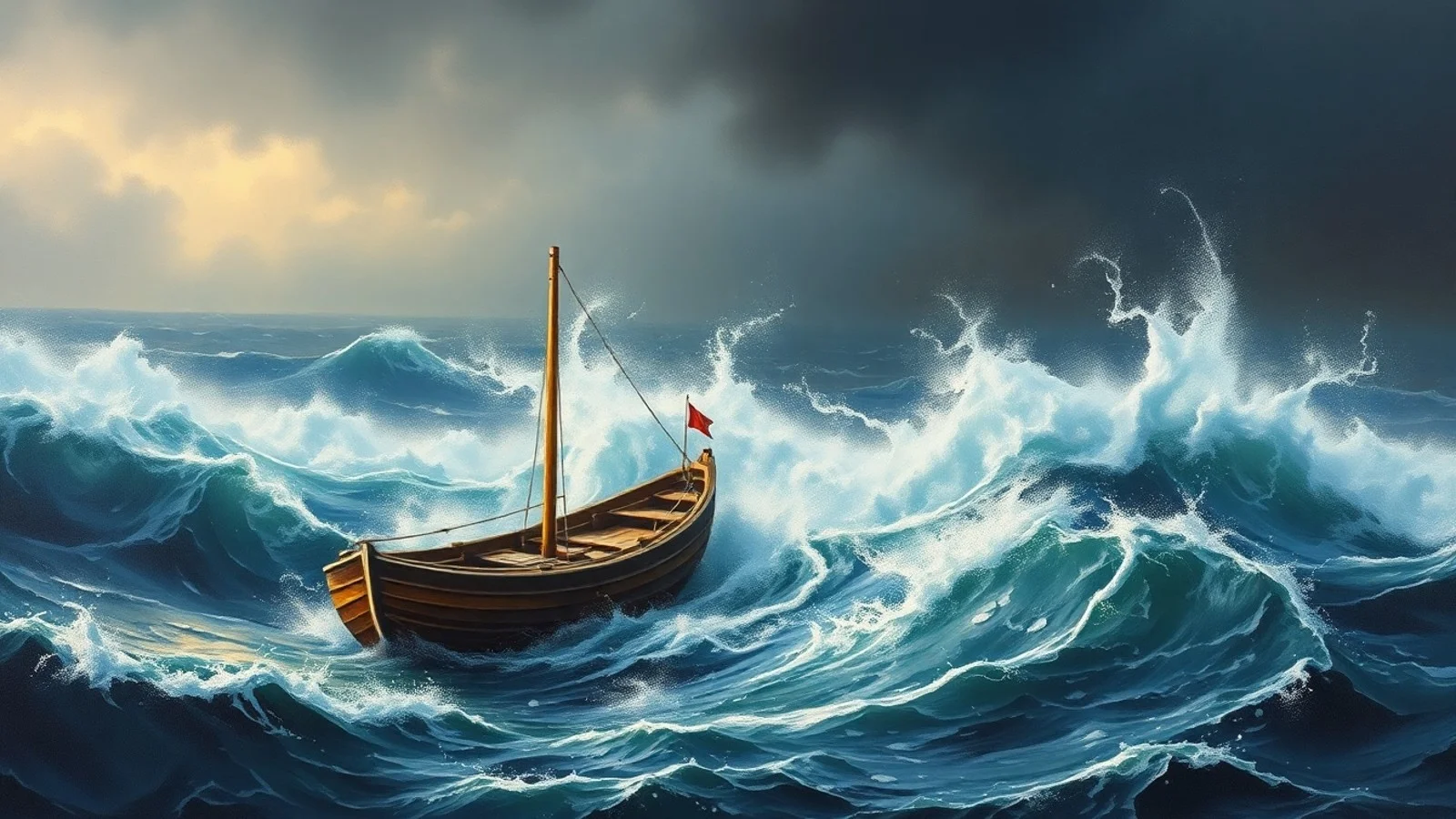 barco no mar agitado