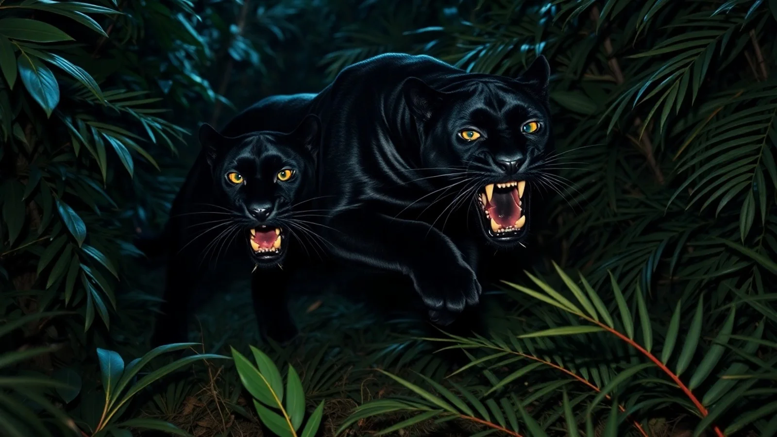 onca preta atacando selva